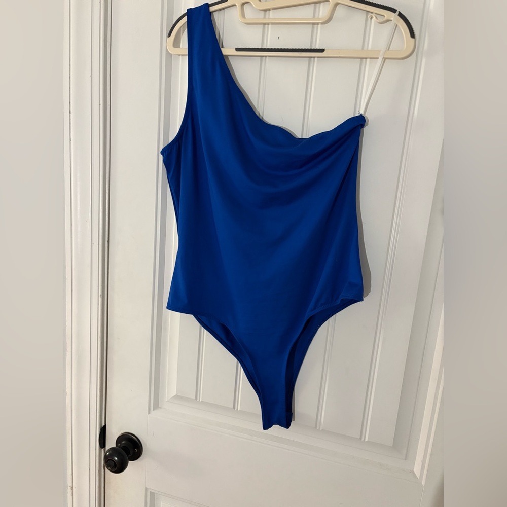One-Shoulder Blue Bodysuit